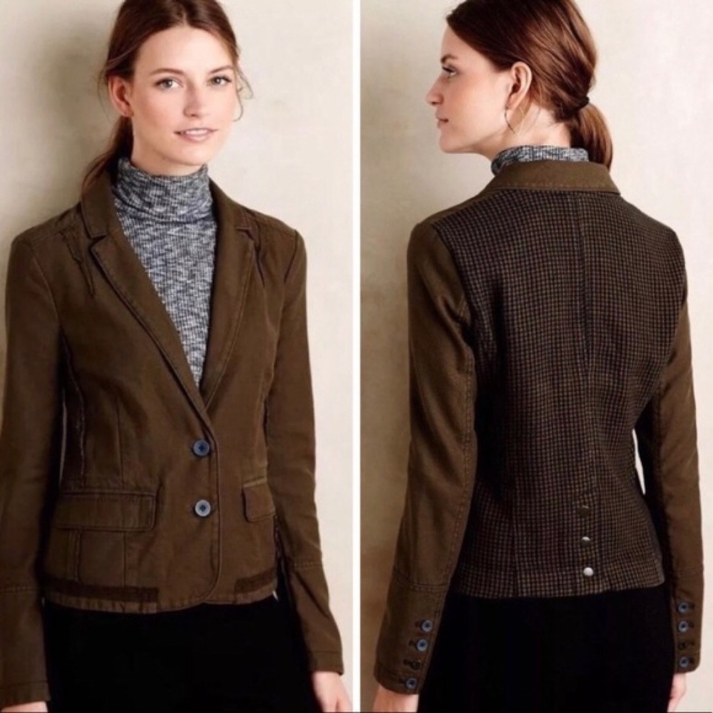 Hei Hei Anthropologie Green Utlity Jacket Blazer